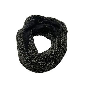 Betsey Johnson Designer Casual Preppy Knit Black Gold Infinity Cowl Scarf